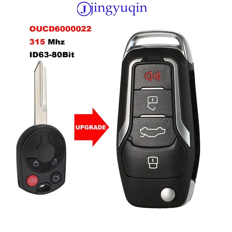

Jingyuqin обновленный дистанционный ключ от автомобиля для Ford Edge Escape Five Hundred Free Style Fusion Flex Focus 315 МГц ID63-80BIT OUCD6000022