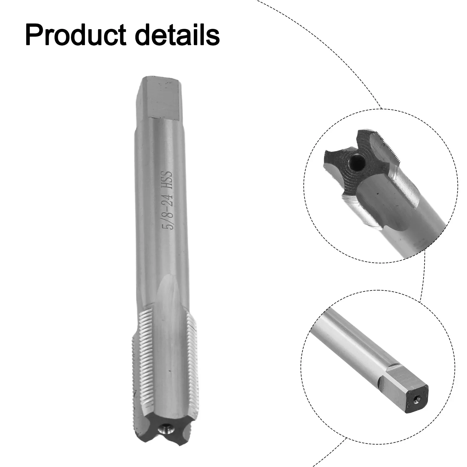 High-speed Steel Thread Tap Tap Left-hand Thread 5/8-24 HSS And Cast Iron Silver 5/8-24 Left-hand Thread High-speed Steel
