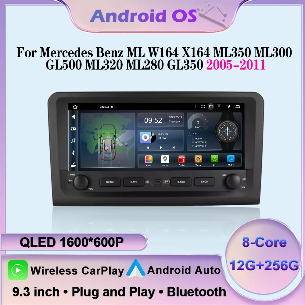 For Mercedes Benz ML W164 X164 ML350 ML300 GL500 ML320 ML280 GL350 2005-2011 Car Radio GPS Carplay Bluetooth Stereo