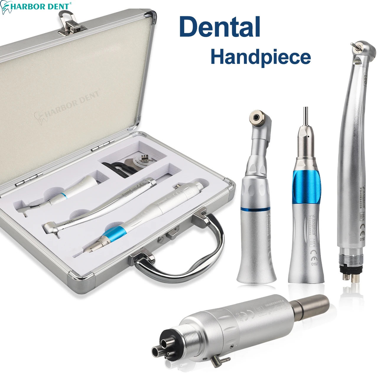 

Silver Dental LED High & Low Speed Handpiece Kits With Metal Box Three Way Water Spray E-type Air Turbine Dentistry Materials