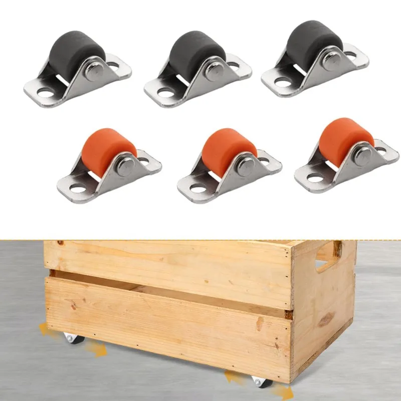Tiny Caster Wheels TPR Rubber Rolling Wheels for Small Appliances Storage Box Sliding Door Silent Furniture Fixed Castors Wheel