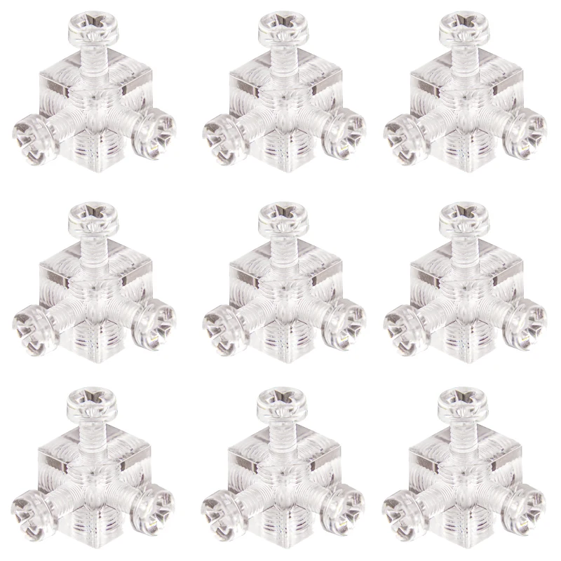 100PCS Clear Acrylic Block Cubes 6-Sides Right Angle Fixed Corner Braces Chassis Electric Stoves Square Dishes Joint Brackets