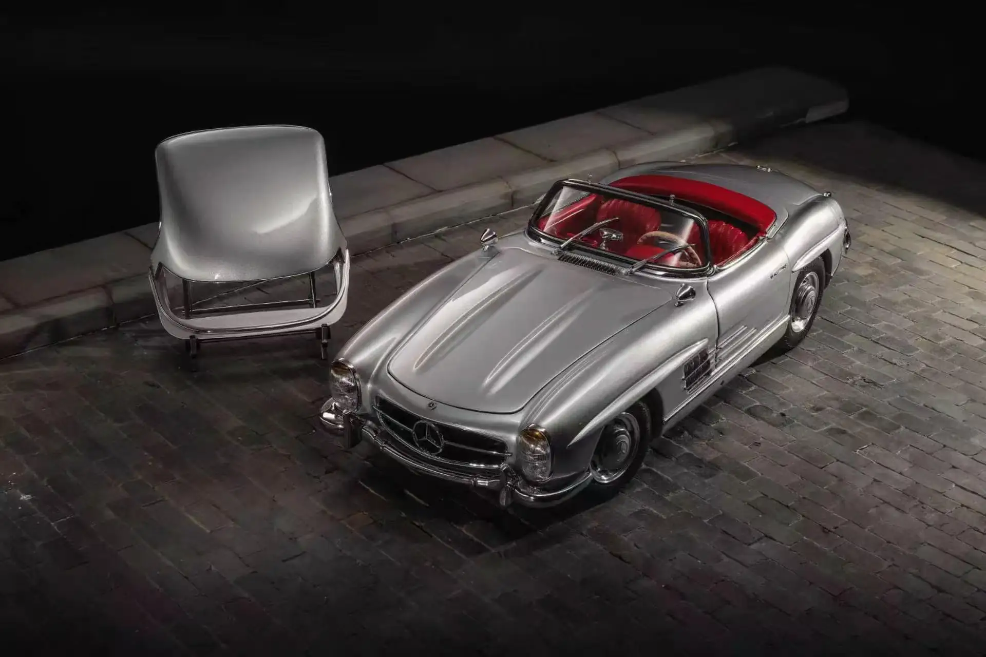 CMC 1:18 300SL W198 Roadster Silver Simulation Limited Edition All Open Alloy Metal Static Car Model Toy Gift