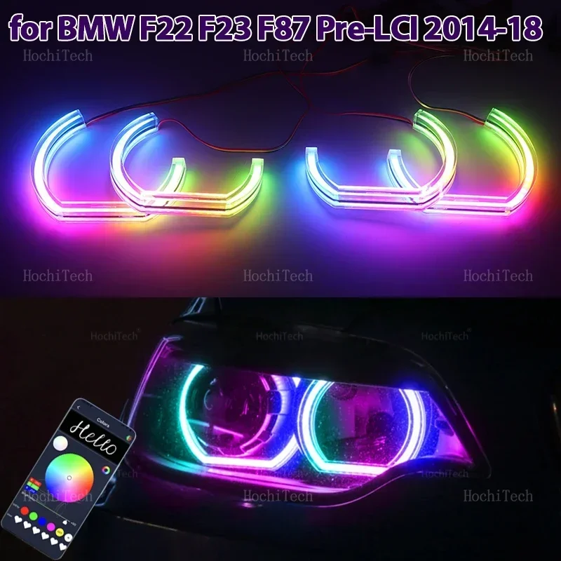 

Плавный ДХО Для BMW 2 серии F22 F23 F87 2014-2018 Разноцветное управление приложением M4 Стиль Светодиодное кольцо лампы с ангельскими глазами и указателем поворота