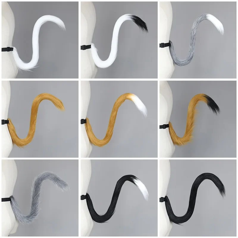 إكسسوار ذيل قطة نيكو مصنوع يدويًا منفوش وطويل وذيل فروي للنساء لحفلات أزياء لوليتا