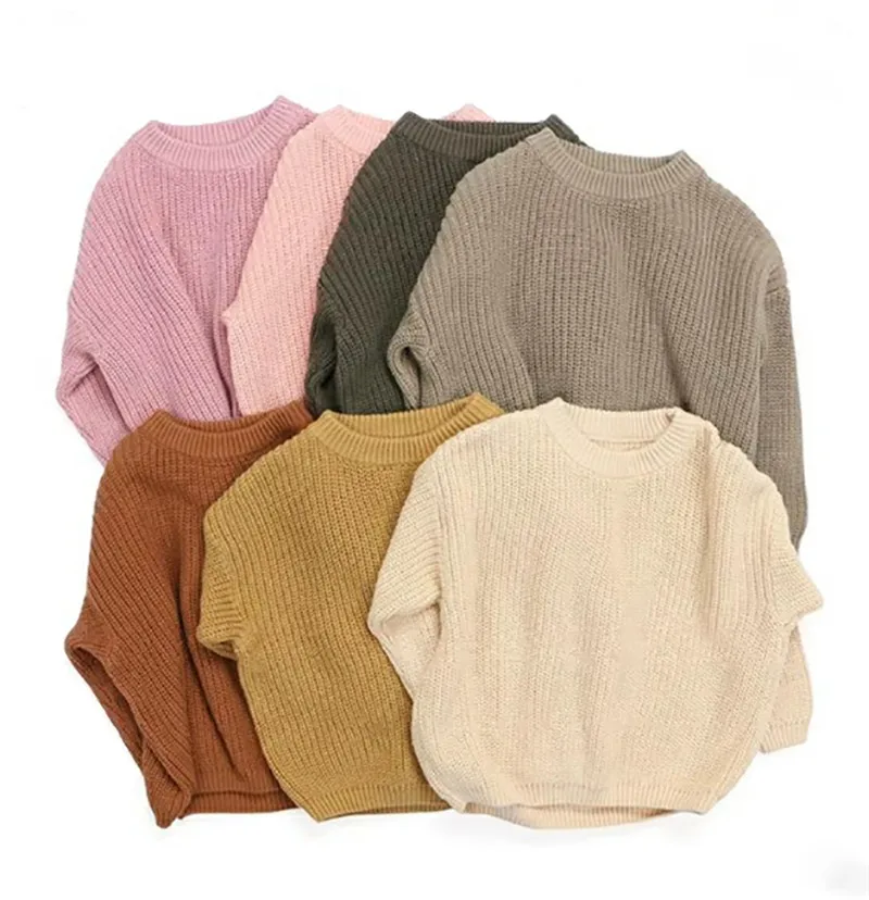 

Newest Newborn Baby Girl Boy Knitted Long Sleeve Autumn Winter Sweater Solid Loose Pullover Casual Tops Kids Clothes 3M-5Y