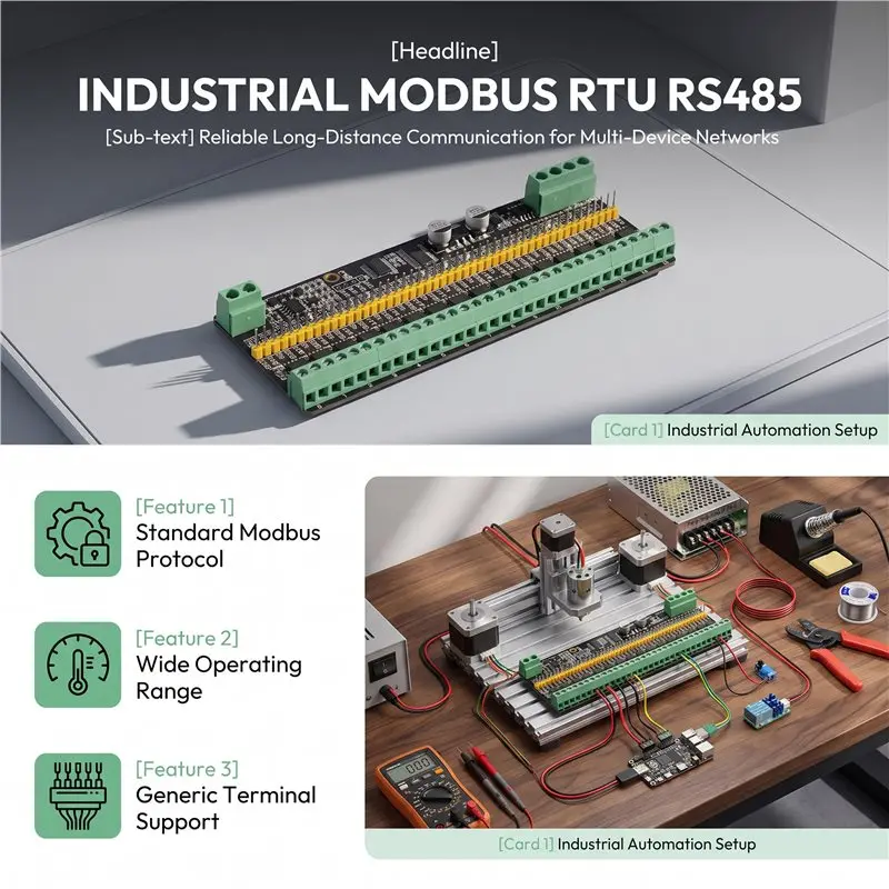 【PORTABLE】For LED Dimming And Servo Control PCA9685PW Modbus RTU RS485 16-Channel PWM Controller Module, Based On PCA9685 IC DC
