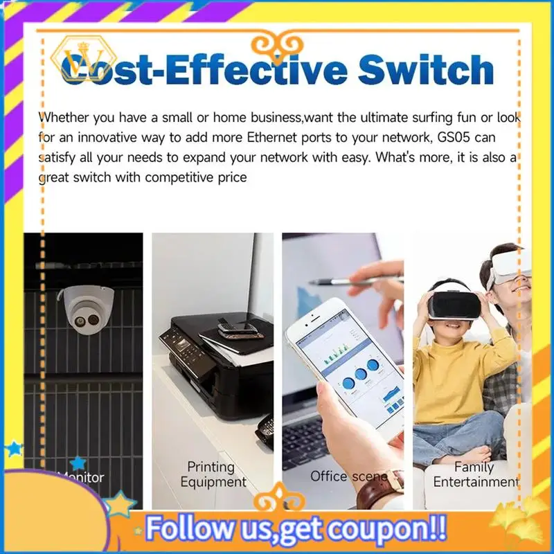 Network Switch 5 Port 100/1000Mbps Gigabit Network Ethernet Switch Adapter Fast RJ45 Ethernet Switcher LAN Hub US Plug Durable