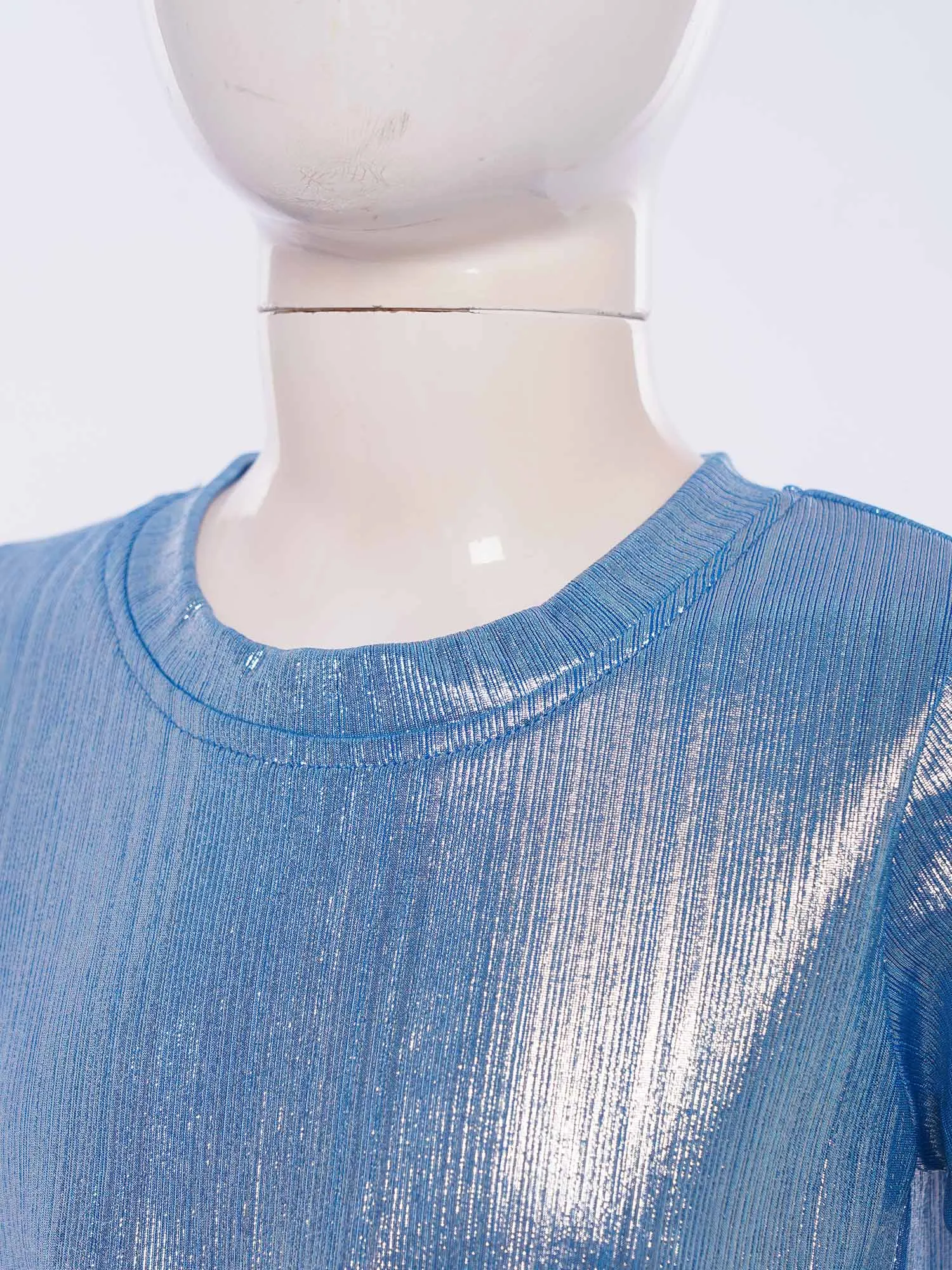 Zomer Kids Disco Party Hiphop Tops Korte Mouw T-shirts Meisjes Metallic Geribbelde Kleding Lace-up T-shirt Jazzdanskostuum