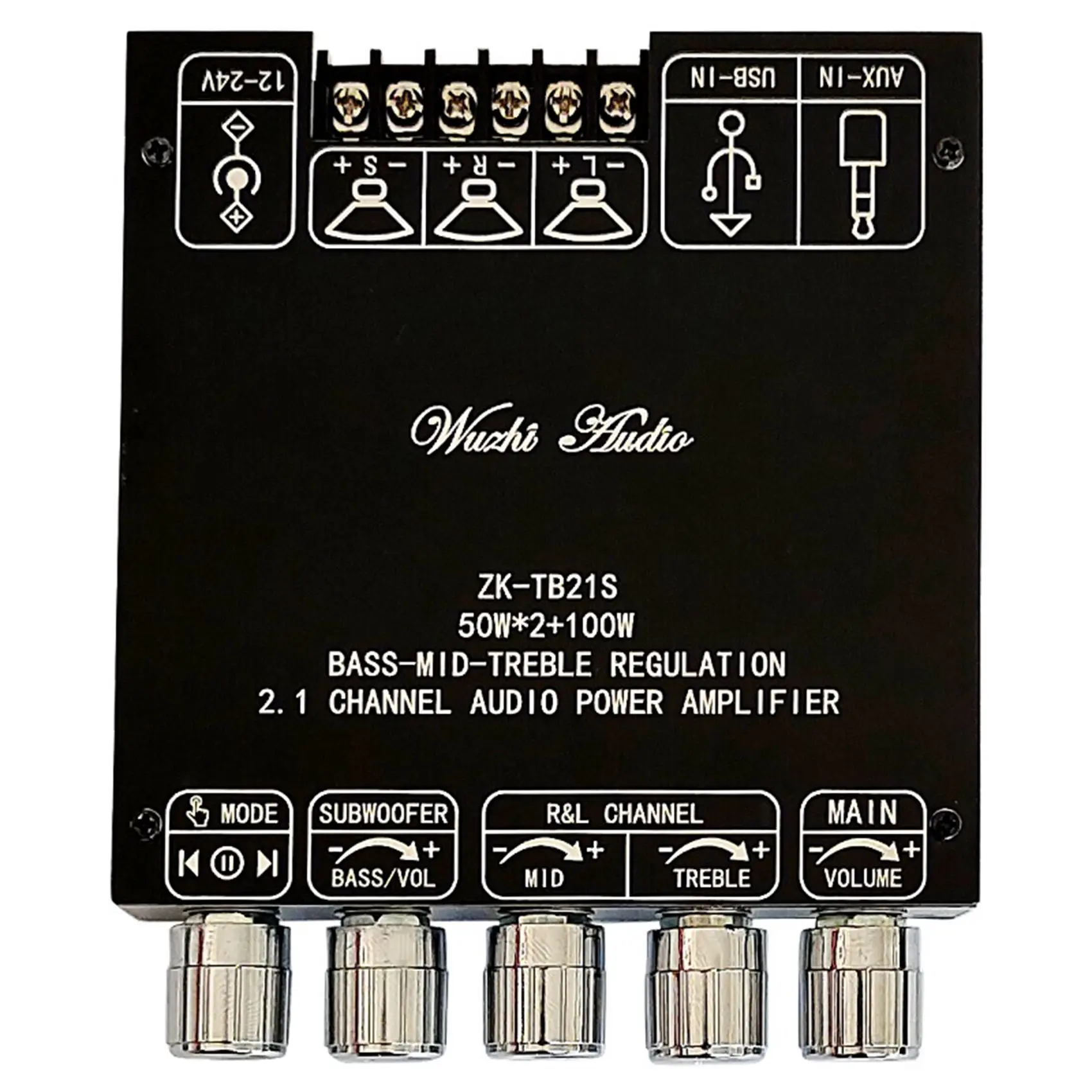 Placa amplificadora de receptor de Audio estéreo, módulo Amp de 5,1 canales para altavoces TPA3116D2 50Wx2 + 2,1 W, Bluetooth 100, ZK-TB21S