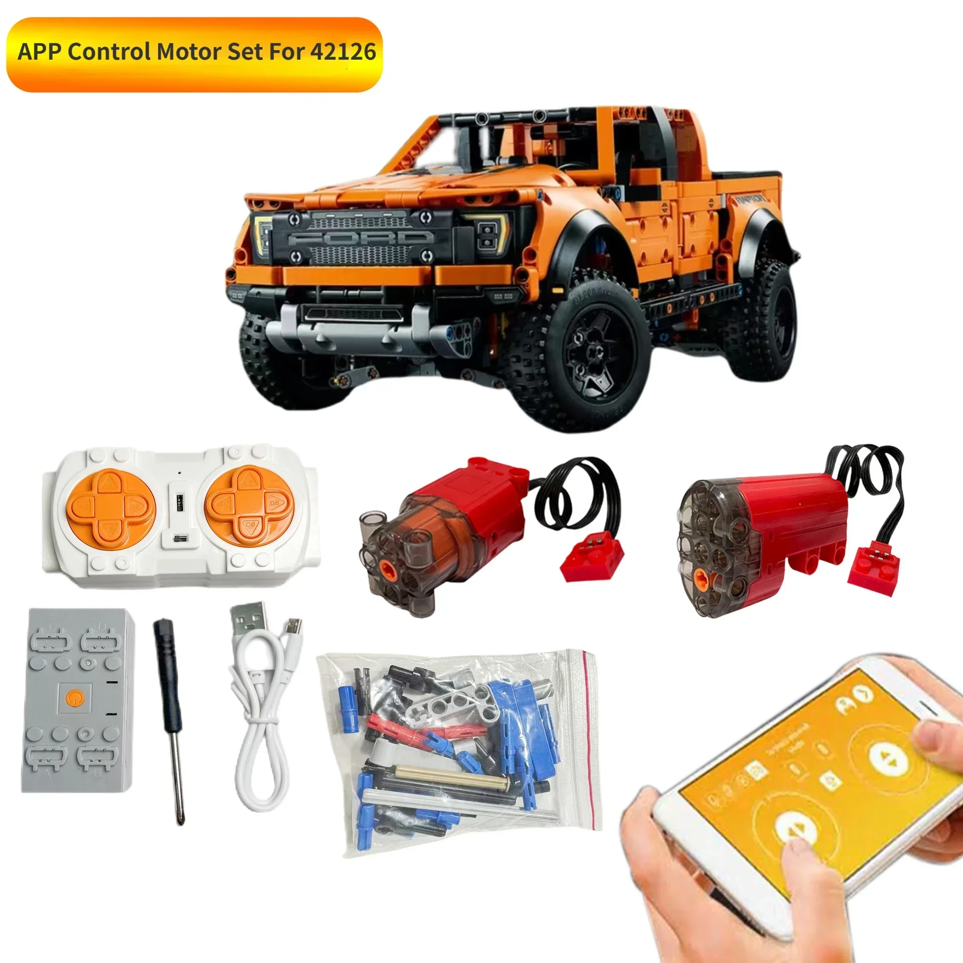 

No Bricks APP Control Motor Set for Ford F-150 Raptor 42126 Car Building Blocks Model (Only Motor Without Bricks)