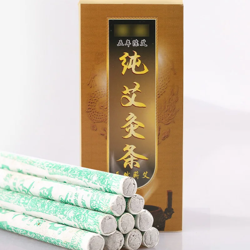 10Pcs Pure Moxibustion Sticks Moxa Rolls Chinese Herbal Medicine Traditional Heating Acupuncture Massage Therapy Health Care