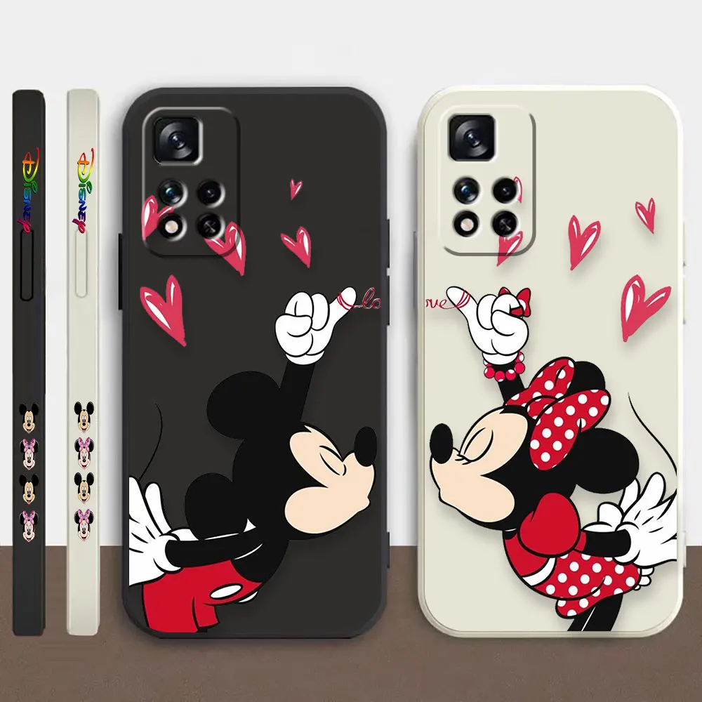 Phone Case For Redmi Note 13 12 11 11T 12S 11S 10 8 PRO PLUS 4G 5G Liquid Case Fundas Cqoues Shell Funny M-Mickey M-Minnie Mouse