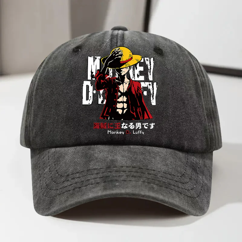 

Кепка One Piece из хлопка с эффектом потертости, с изображением Луффи и Зоро, аниме-кепка, повседневная, дышащая, регулируемая, для мужчин и женщин, подарок