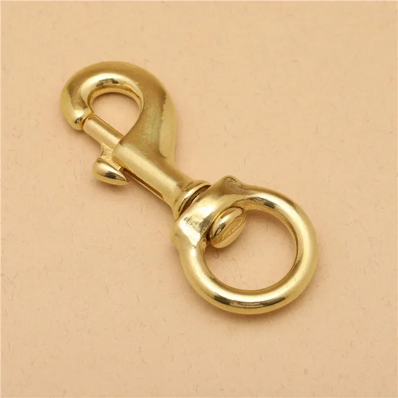 1piece Brass Snap Hook Carabiner Rotatable Bolt Trigger Clip Clasp Buckle for Leathercraft Bag Strap Pet Leash Parts Accessories