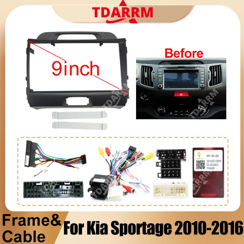 For Kia Sportage 2010-2016 9INCH Car Radio Android Stereo audio screen multimedia video player navigation cables Harness frame.