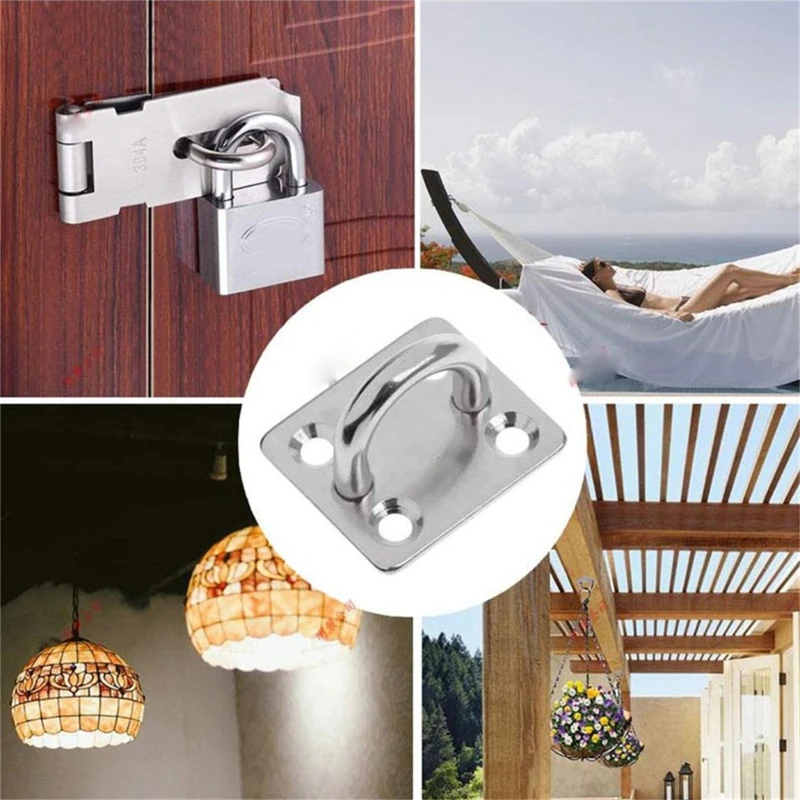 Mount Stainless Heavy Duty Ceiling Hanging Hook Set Swing Chair Bracket Fixed Pad Eye Plate Hanging Hook Hardware Tools