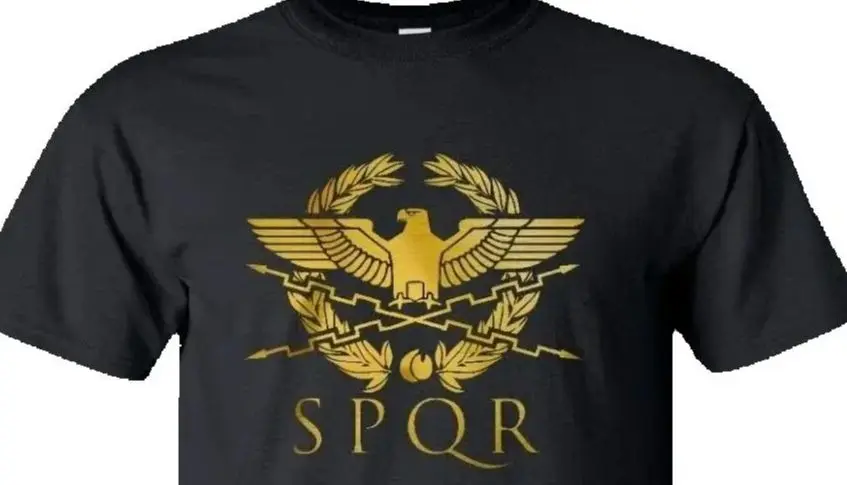 

Roman Imperial SPQR Golden Eagle Legion Badge T-Shirt. Summer Cotton Short Sleeve O-Neck Mens T Shirt New S-3XL