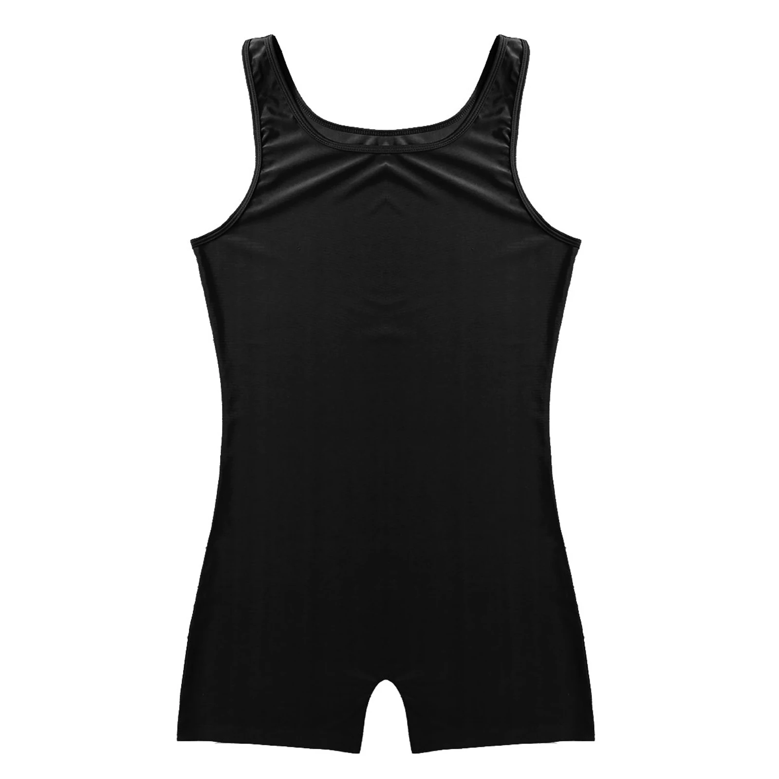 Men's One-Piece Swimsuit Swimwear Sleeveless Stretchy Spandex Bodysuit Workout Dance Biketard Unitard Gym Wear Leotard