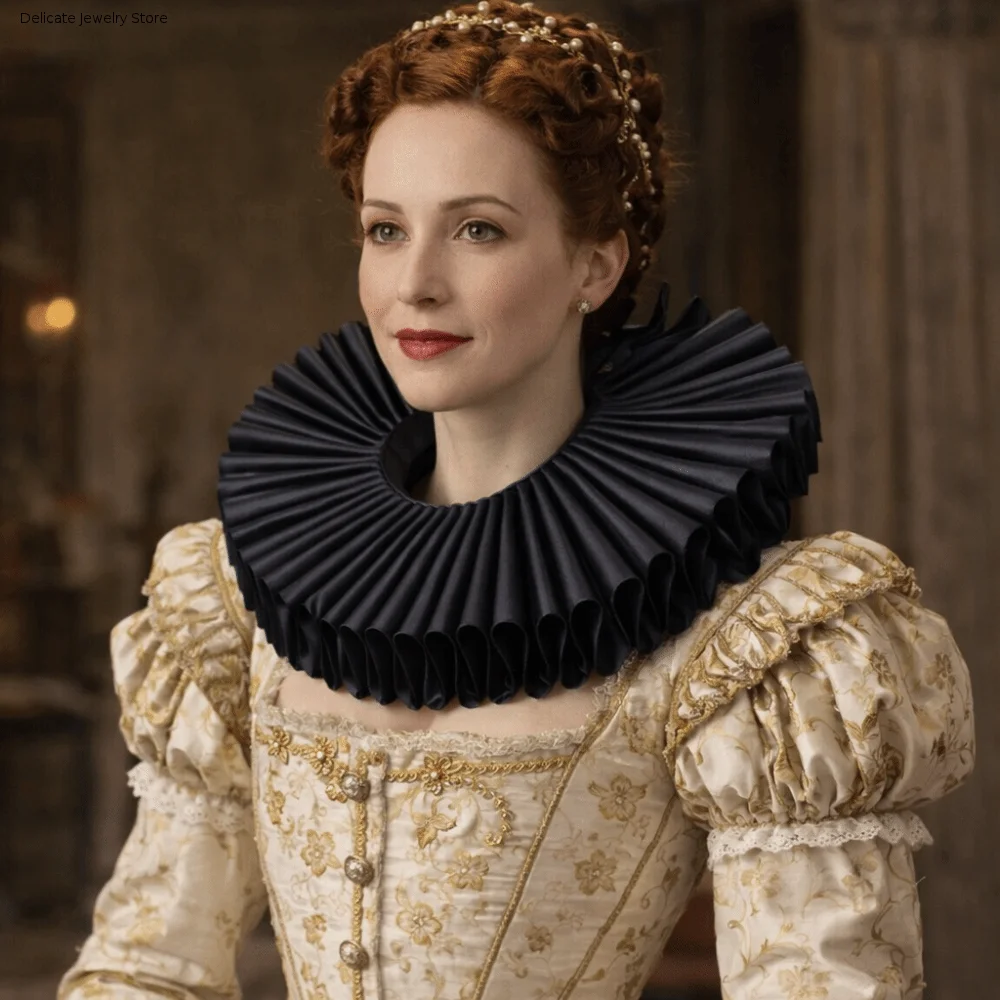 Chic Detachable Shakespeare Neck Ruffled Collar Elegant Vintage Renaissance False Collar White Opera Retro Ruff Collar Wedding