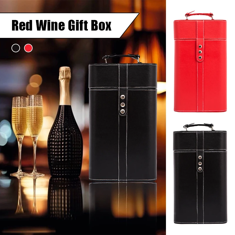 

Vintage PU Leather Wine Bottle Box Double Wine Bottle Carrying Holder Storage Case For Gift Fashion Pack High-Grade Gift Box