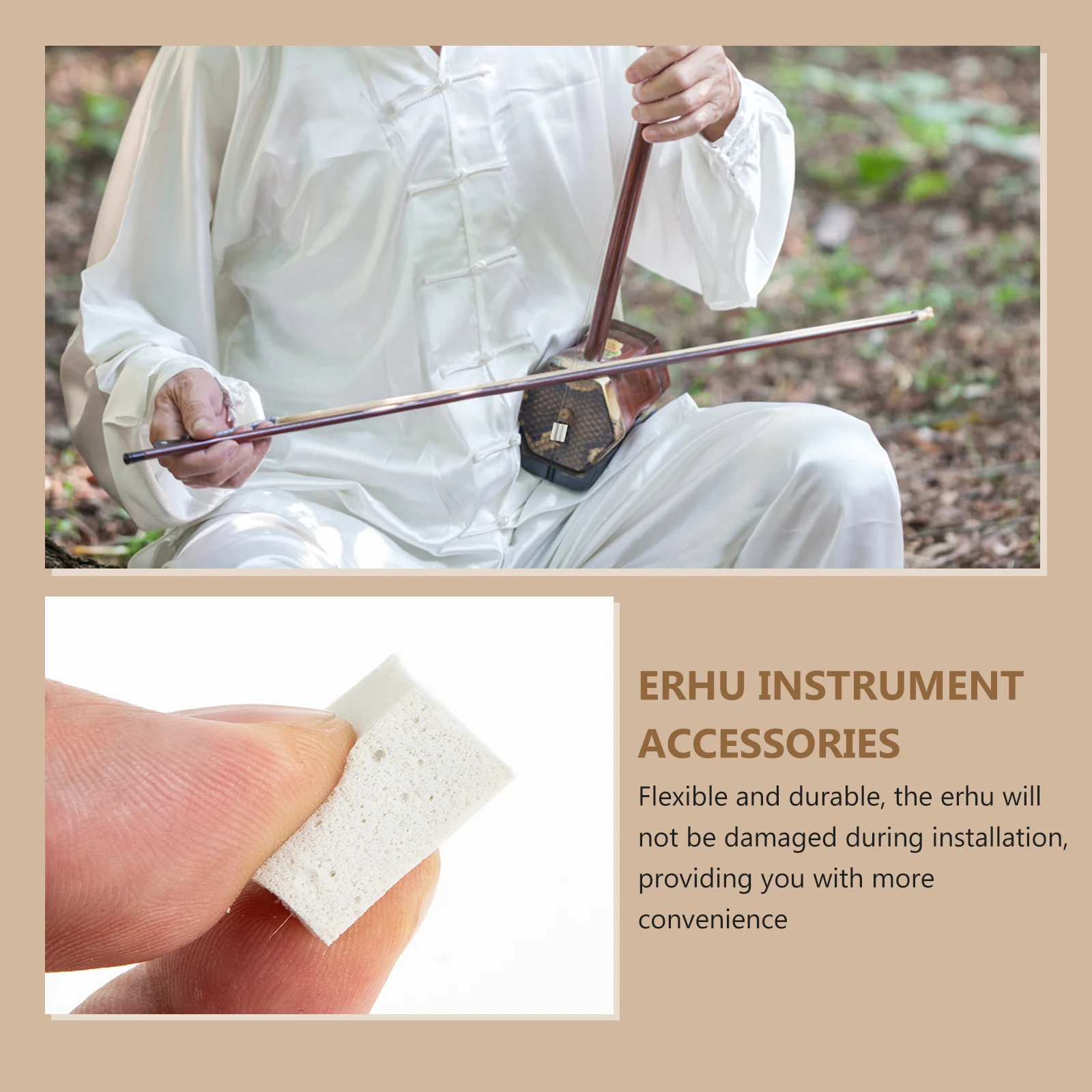 

10 Pcs Erhu Sponge Pad Noise-absorbing Practice White Instrument Accessory Sordine