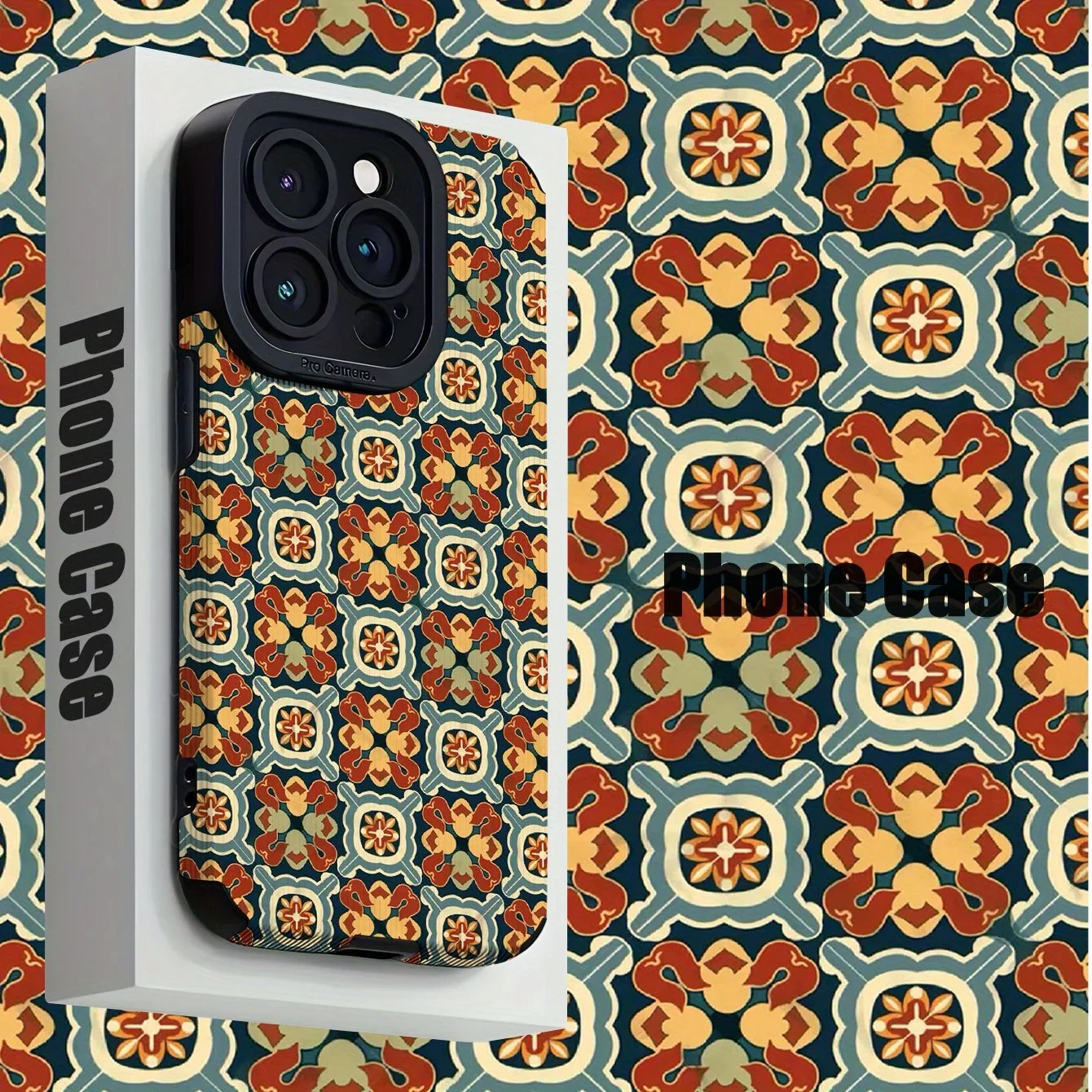 For Samsung S25 Retro Totem Tile Matte Shockproof Compatible For Galaxy S25/S24/S23/S22/S21/S20 and A Series Models