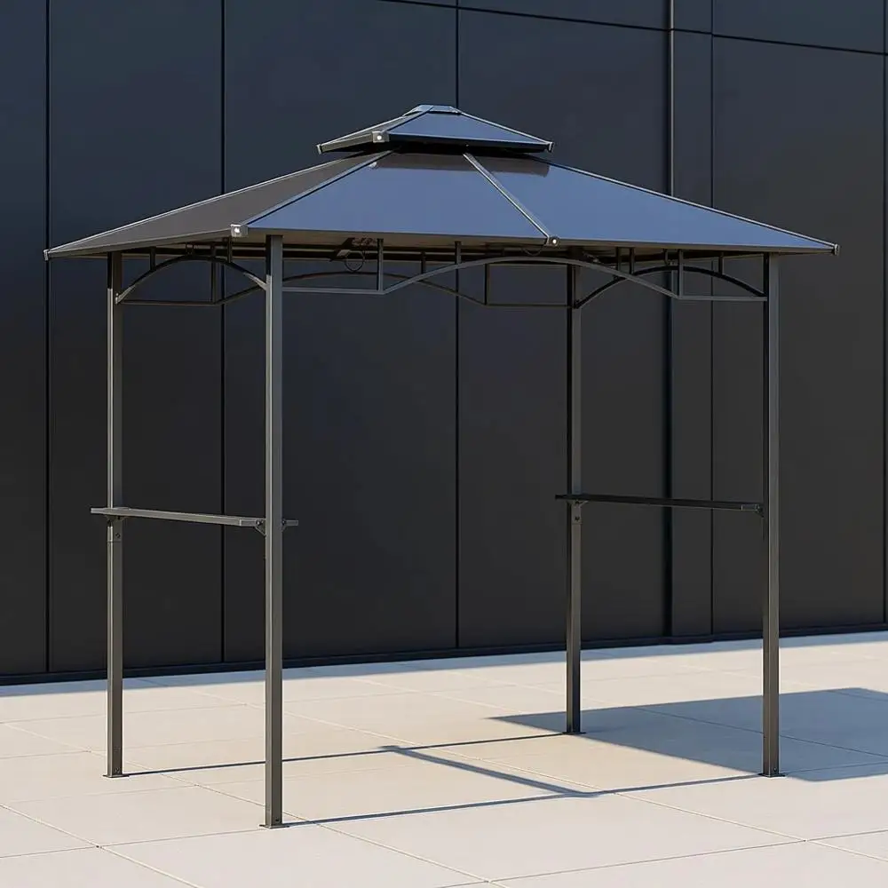 

Уличный навес для гриля 8х5 футов с боковыми столиками и двухслойным поликарбонатным покрытием, коричневый