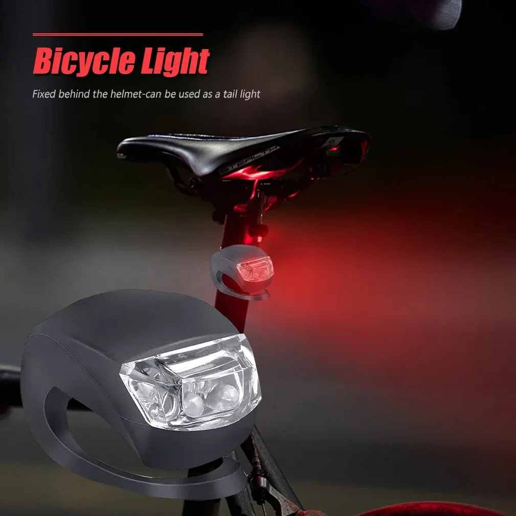

2pcs LED Silicone Bicycle Front Rear Light Set 3 Modes Waterproof MTB Mountain Road Bike Cycling Headlight Tail Warning Lamp