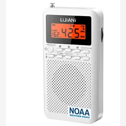 NOAA Weather Radio AM/FM Band Battery Operated Portable Radio with LCD Display Digital Alarm Clock Sleep Timer,US only version