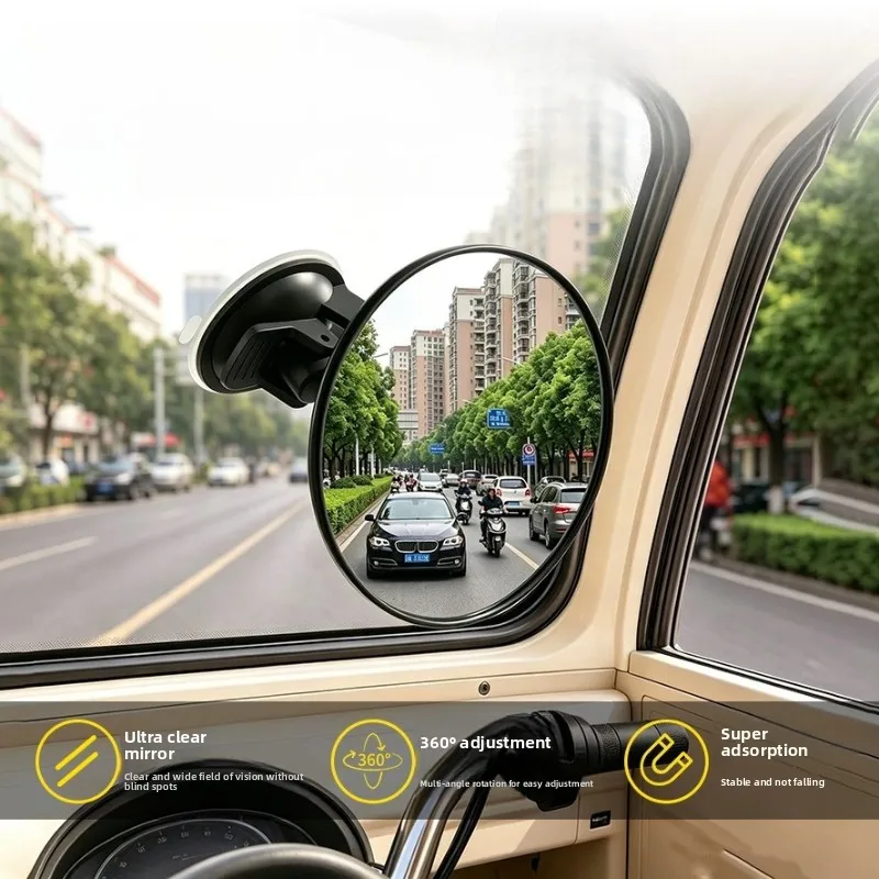 Car Mirror 360 Degrees Rotatable Dashboard Windshield Sun Visor Plate Auxiliary Observe Mirror Suction Cup Interior Baby Mirrors