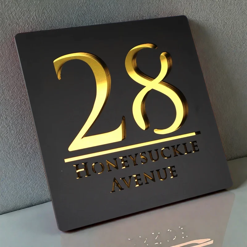 

Customized House Number Sign Personalized Door Plate Street Address Laser Cutting Acrylic House Modern Decoration