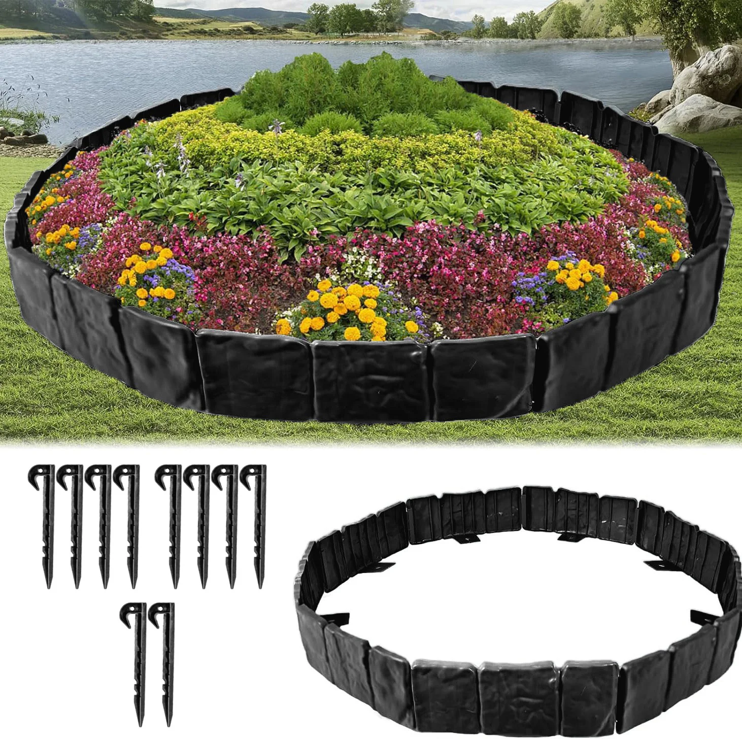 1 Set Garden Lawn Edging Border With Strong Securing Pegs Garden Courtyard Fence For Decorate Garden Lawn Plant Protection