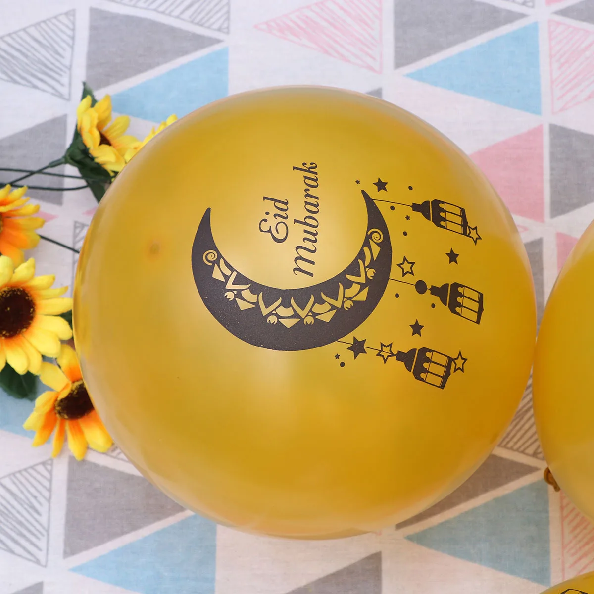 

10Pcs 12inch Golden Crescent Moon Pattern Eid Mubarak Balloons Ramadan Party Islamic Decoration Eid Mubarak Balloons