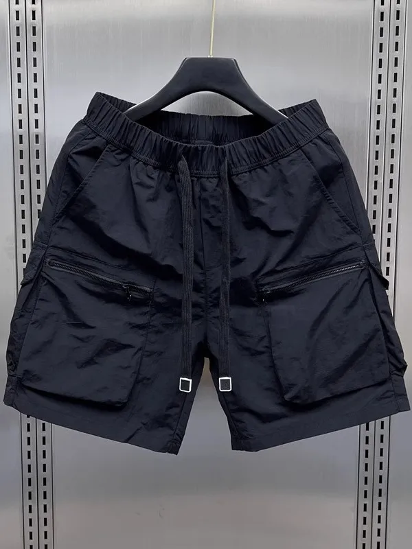 

American Spor Pure Color Men's Summer Thin Straight Leg Casual orts Loose Fit Five-Quarter Length Easy Care Elastic Waist