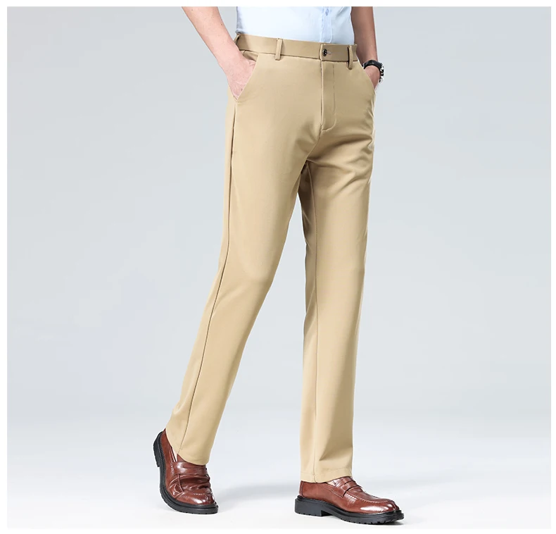 29-42 männer Sommer Dünne Mode Business Casual Anzug Hosen Lange Hosen männer Elastische Gerade Hülse Formale hosen Plus Größe – Detail 28