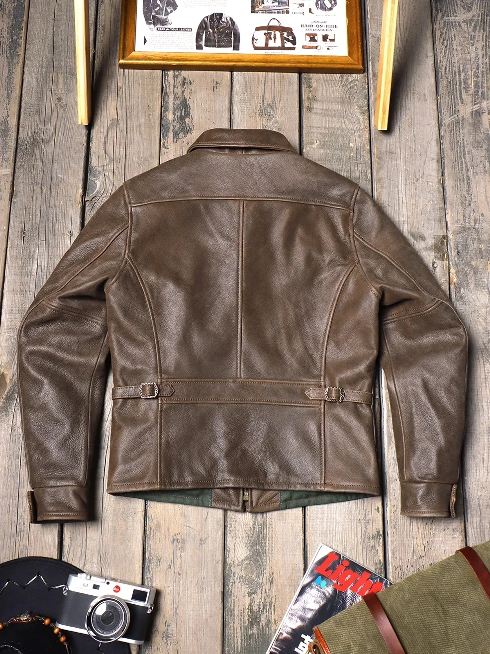 Tailor Brando1940s Uncoated Washed Brushed Full Grain Cowhide American Vintage Depp Genuine Leather Jacket