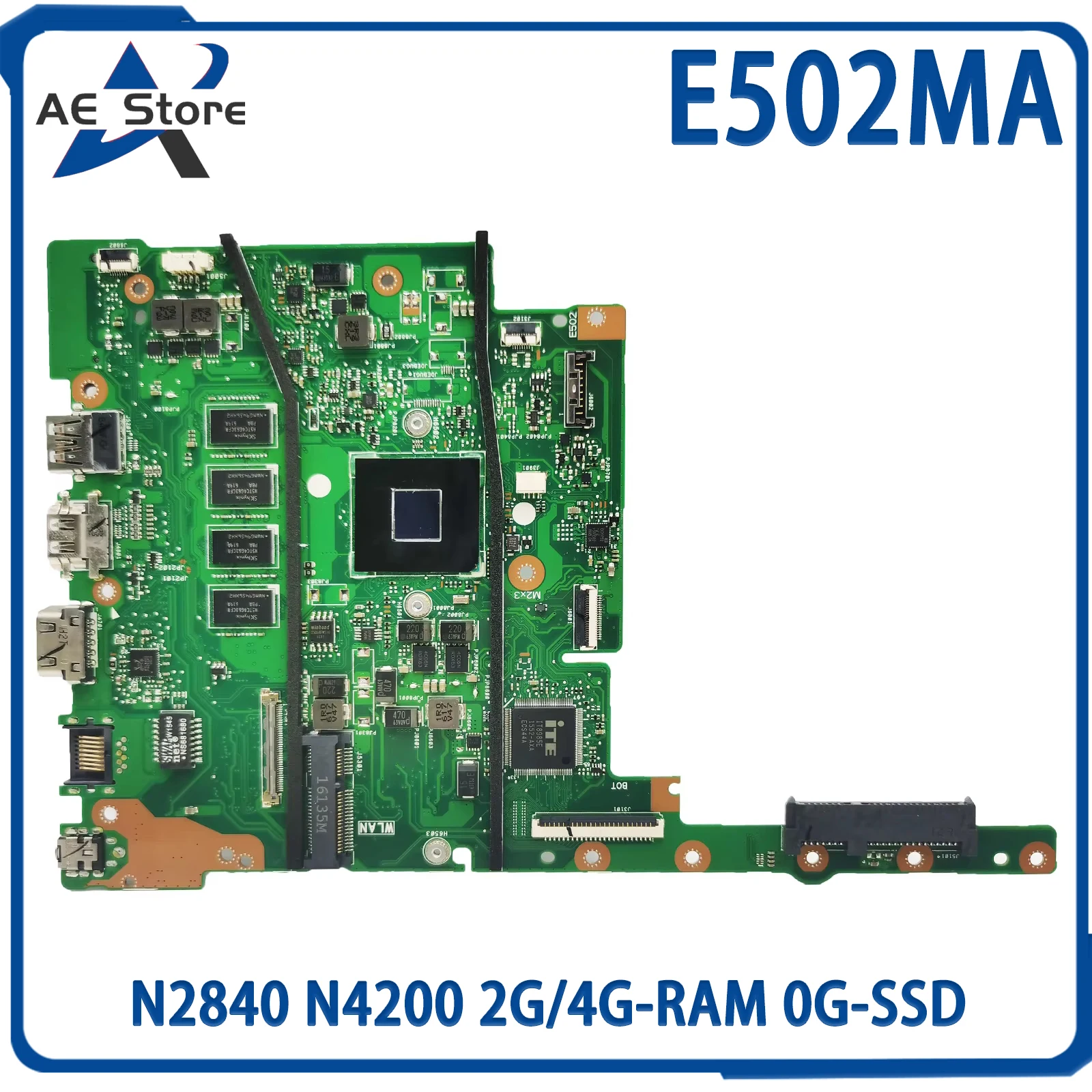 

AE E502MA Mainboard For ASUS E402MA F402MA F502MA X402MA X502MA L402MA L502MA Laptop Motherboard N2840 N4200 2G/4G-RAM 0G-SSD