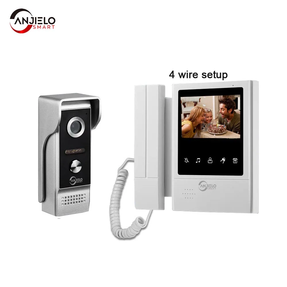 

4.3 Inch 700TVL 4 wire setup Doorbell Video Camera Wired Touch Monitor Intercom Waterproof IR Night Vision For Home Surveillance