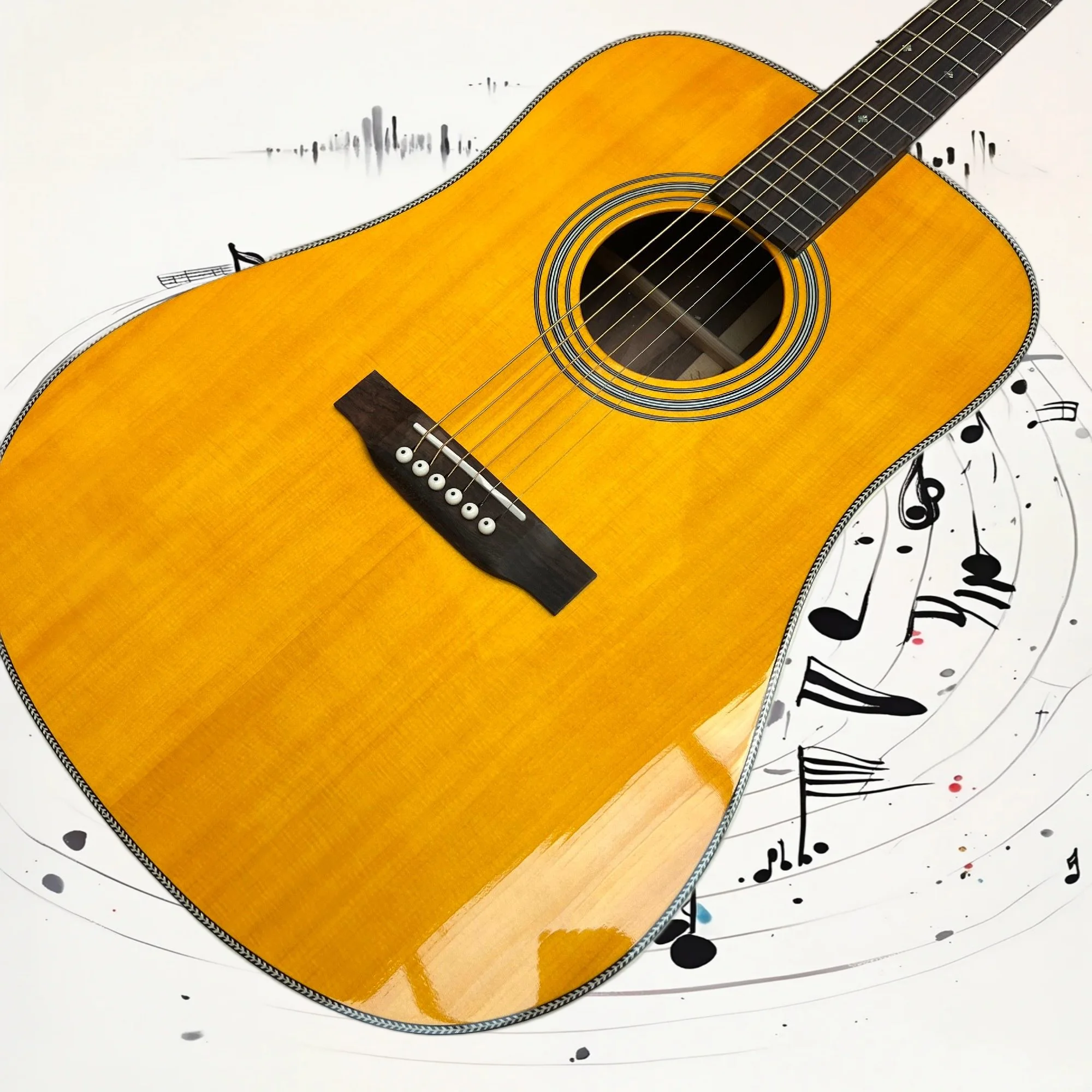 FreeShipping HD28Acoustic Guitar Natural 41Inch Color Block Inlay FolkGuitar Smooth Fretboard Wood Guitar Warm Tone Beginner Gif