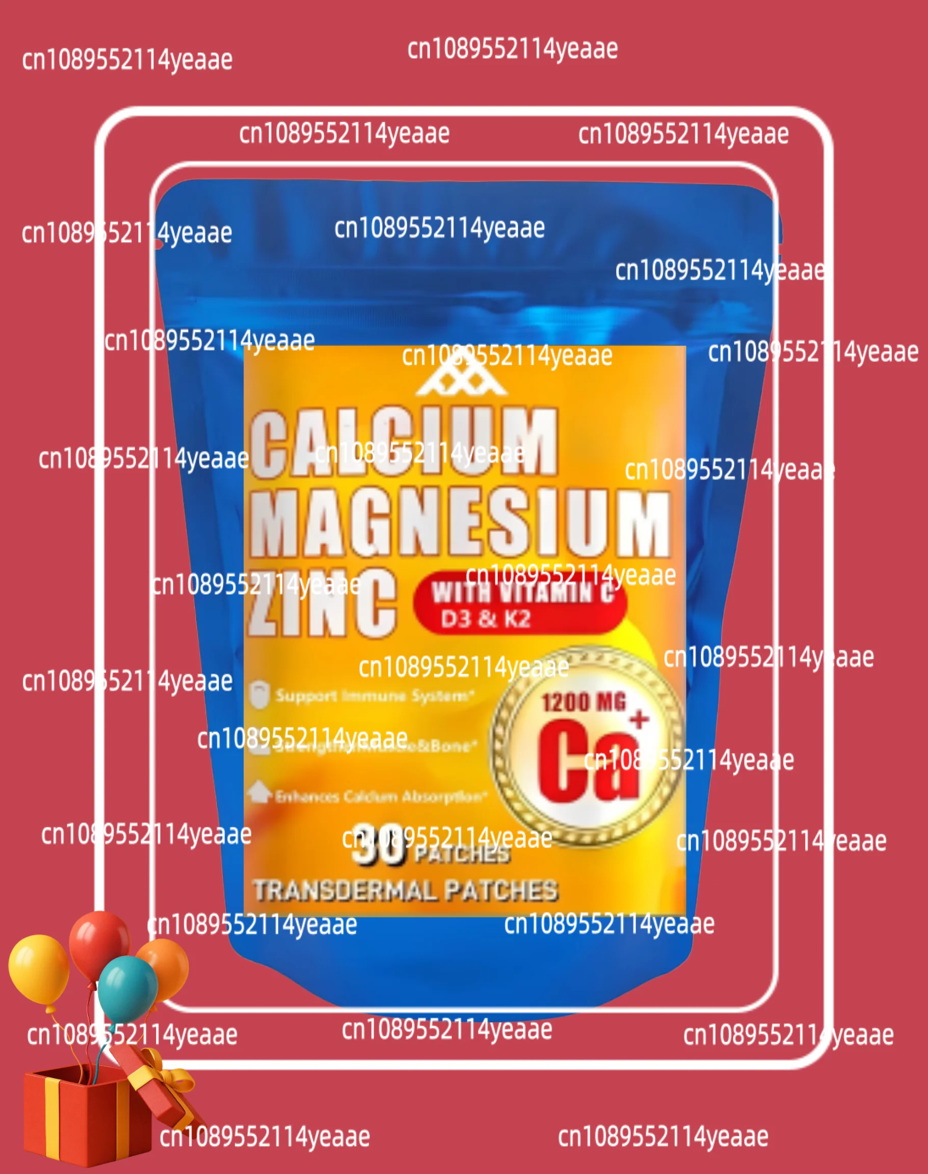 30 Patches Calcium Magnesium Zinc Transdermal Patches With Vitamin C D3 K2 For Bone, Muscles, Calm Mood & Sleep Support