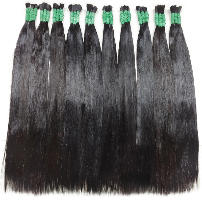 Cabelo humano sin trama extensiones de cabello humano vietnamita sin procesar cabello trenzado a granel cabello Staright 100% humano Natural