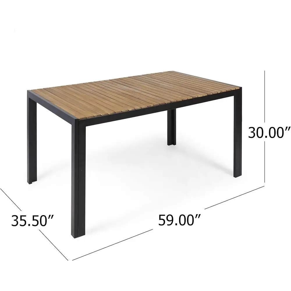 Mesa de jantar elegante em teca com acabamento Inish e preto