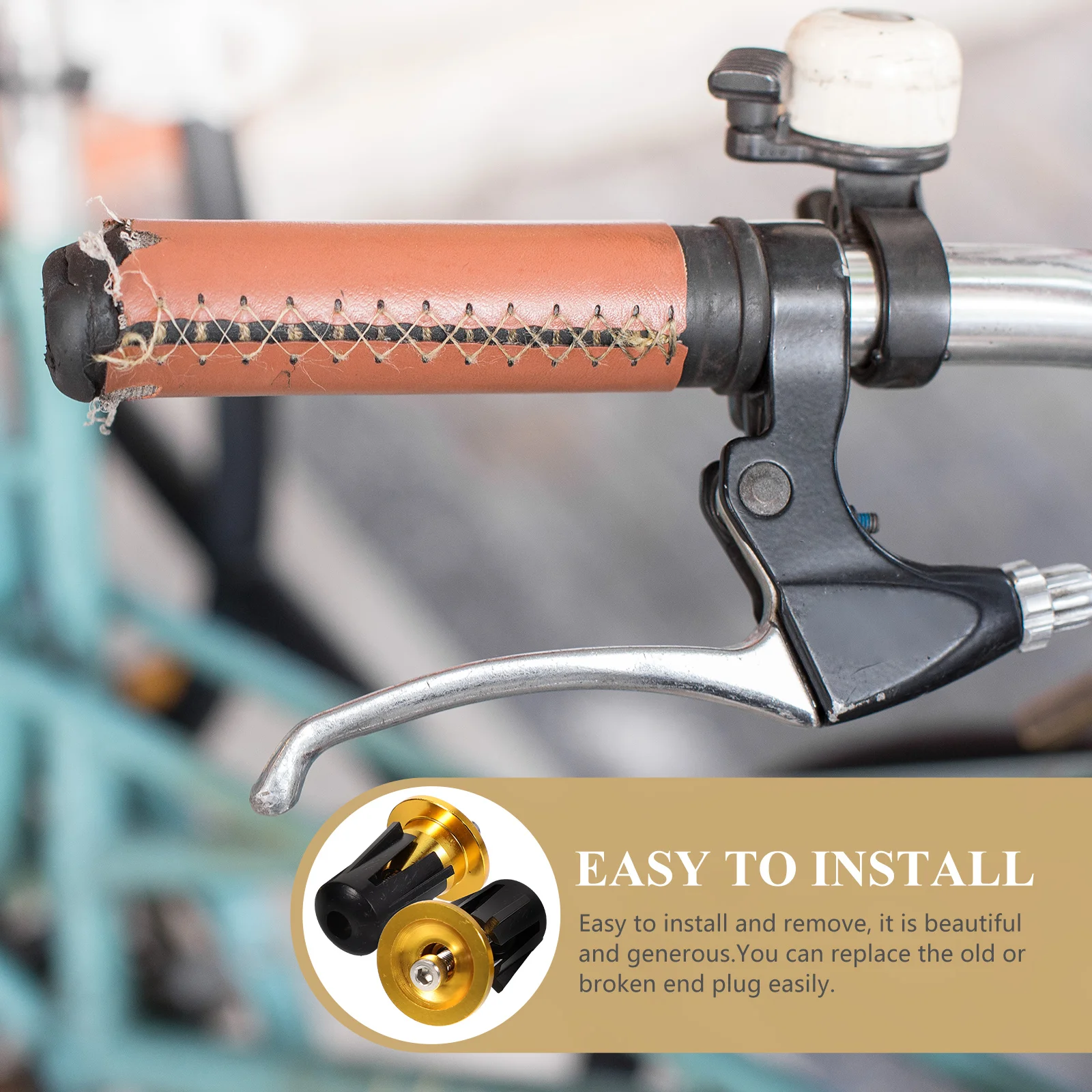 

Aluminum Alloy Bike H End Plugs Bar Caps Gold Color Fits Grips Mountain Road Bikes H Plugs Accessories
