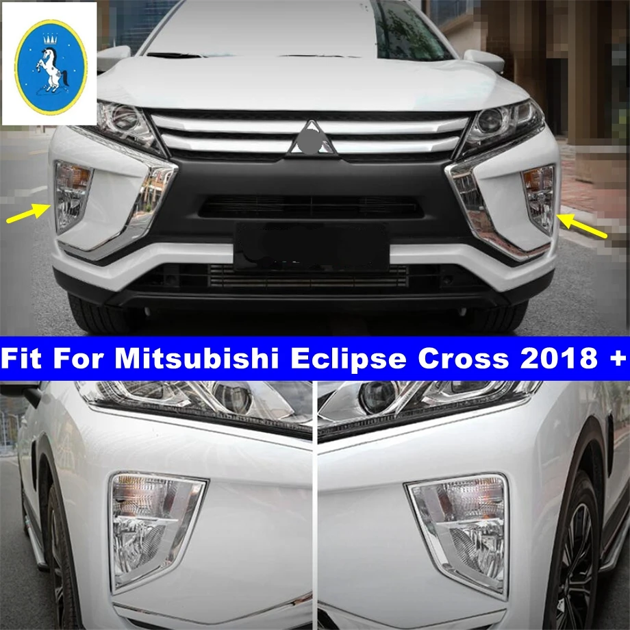 

Auto Front Bumper Fog Lights Lamps Decor Frame Cover Trim For Mitsubishi Eclipse Cross 2018 - 2021 Chrome Exterior Accessories