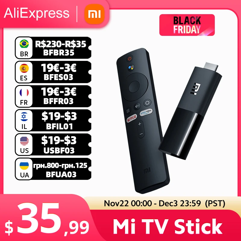 Mi TV Stick Xiaomi Mi TV Stick box Android TV 9.0 4-core 1080P HD Dual Decoding 1GB RAM 8GB ROM Google Assistant Netflix Wifi 5