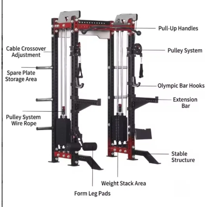 YTYIN Smith Machine Power Rack, Mr Monster Smith Machine Functional Trainer Dual Cable Crossover Power Rack Customizable Smith M