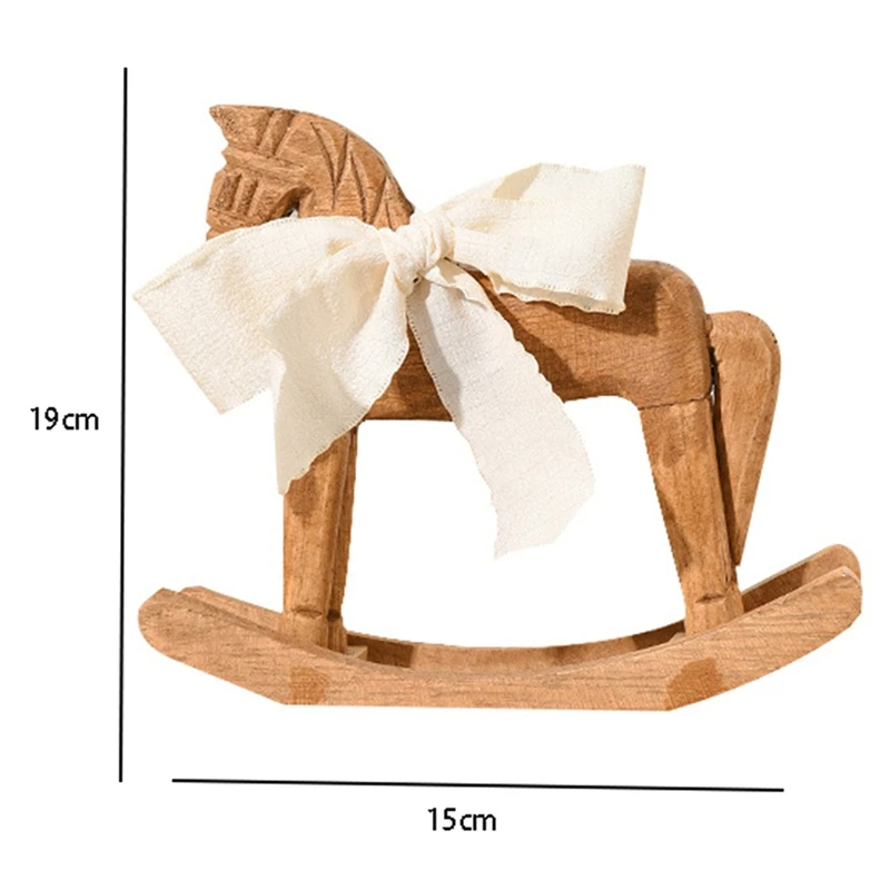 Hand Carved Wooden Horse Series Retro Style Rocking Horse Desktop Ornament for Friends Commemorative Gift A-A57M