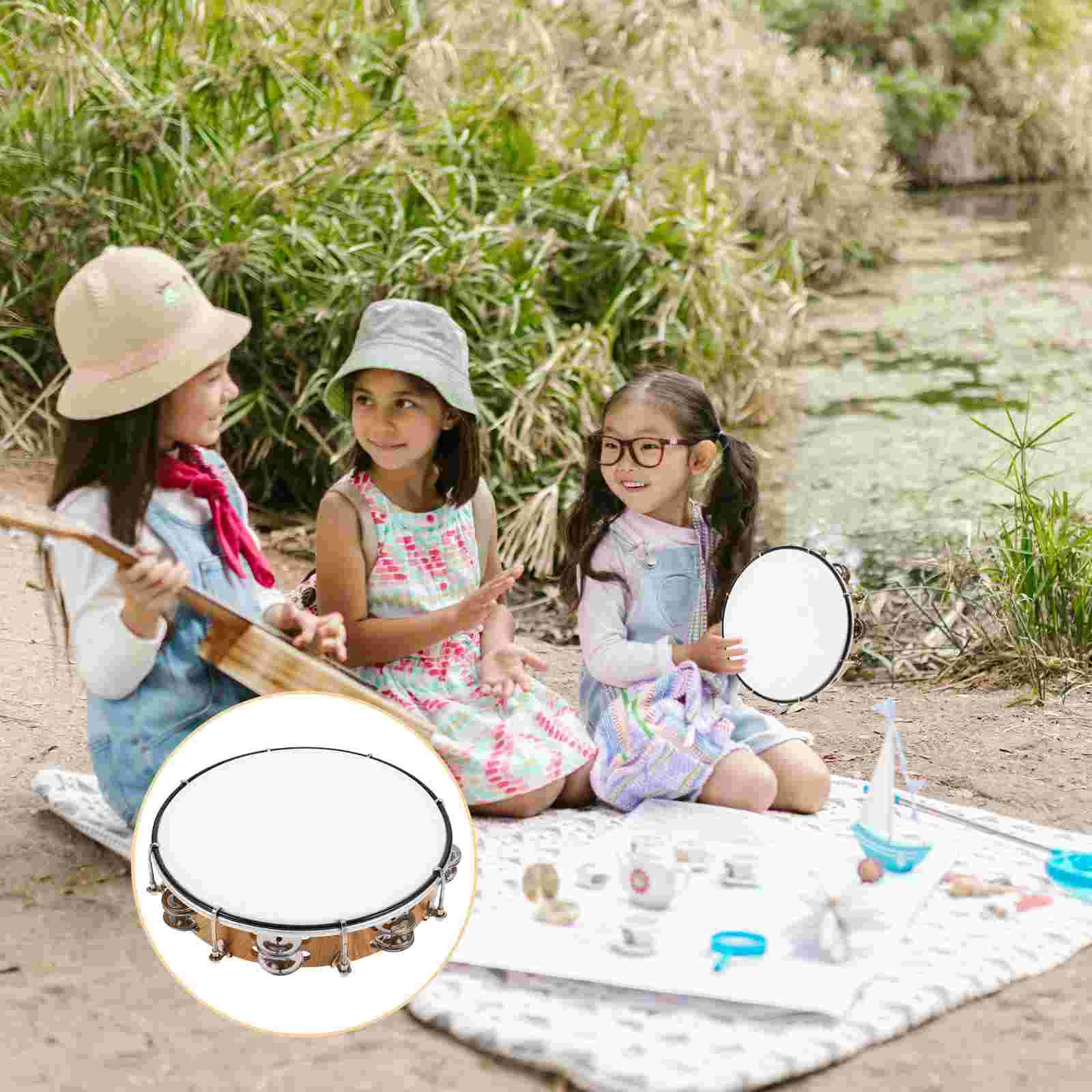 

10 Inch Color Tambourine Professional Hand Drum Percussion Tambourines for Kids Tuning Bell Abs Toddler Handheld Drums