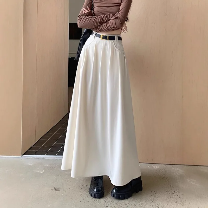 

2025 New Style High Waisted A-line Long Skirt Light Mature Style Suit Half SkirtSlimming and Large Umbrella Skirt